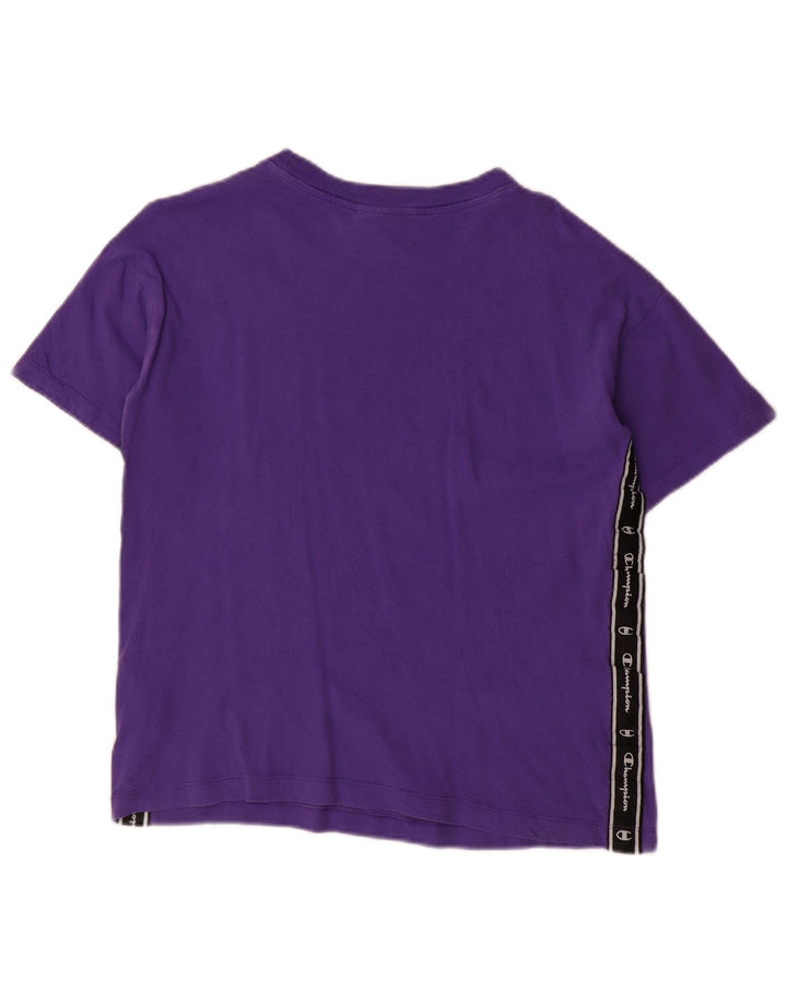 T-shirt grafica oversize da donna Champion Top UK 10 Small Purple Cotton