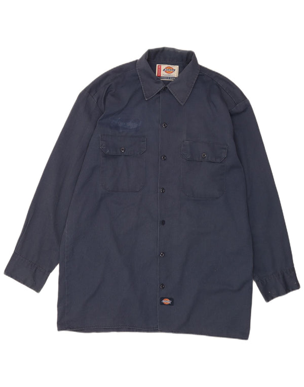 Dickies Mens Shirt Medium Navy Blue Polyester