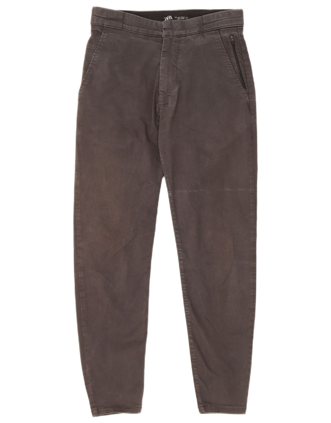 Pantaloni chino slim da uomo Zara piccoli W30 L25 cotone grigio