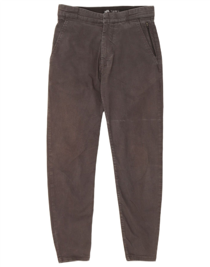 Pantaloni chino slim da uomo Zara piccoli W30 L25 cotone grigio