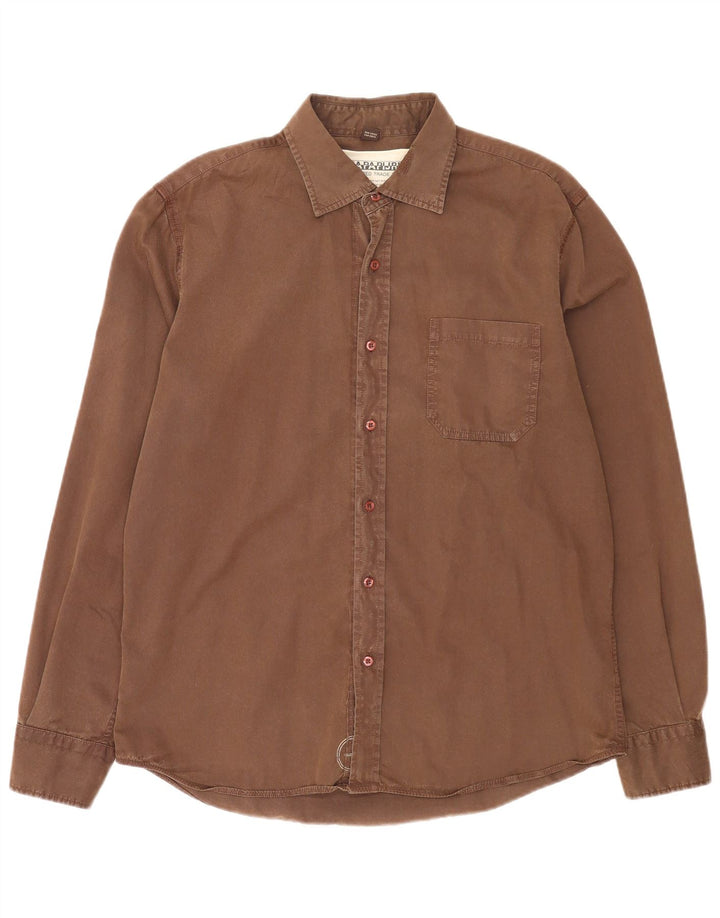 Camicia grafica da uomo Napapijri XL in cotone marrone