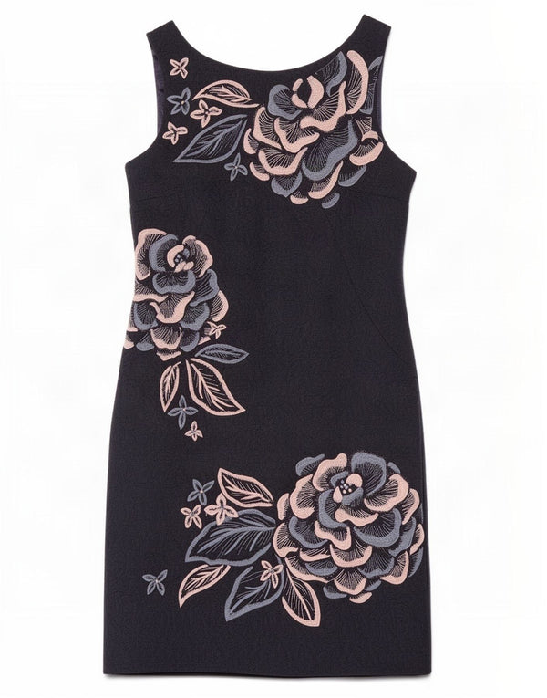 Abito tubino senza maniche da donna Monsoon UK 10 Piccolo blu navy floreale
