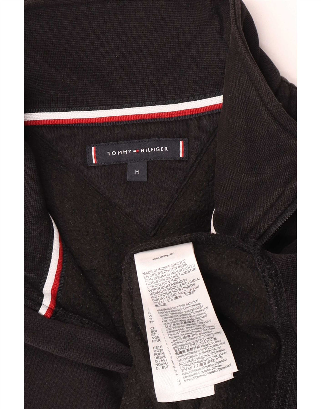 Tommy Hilfiger Felpa con collo con zip grafica da uomo Maglione cotone nero medio