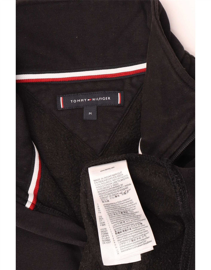 Tommy Hilfiger Felpa con collo con zip grafica da uomo Maglione cotone nero medio