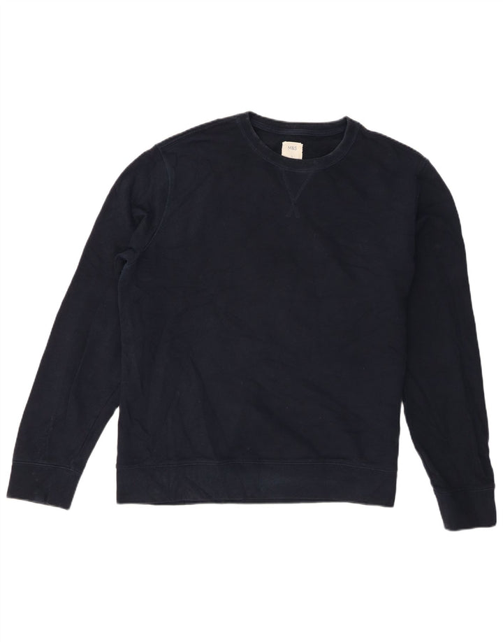 Felpa da uomo Marks & Spencer, grande, in cotone blu navy