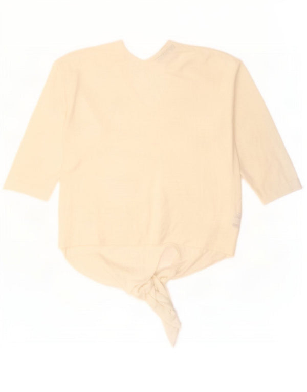Top in camicetta con maniche a 3/4 da donna Marks & Spencer UK 16 Large in viscosa bianco sporco