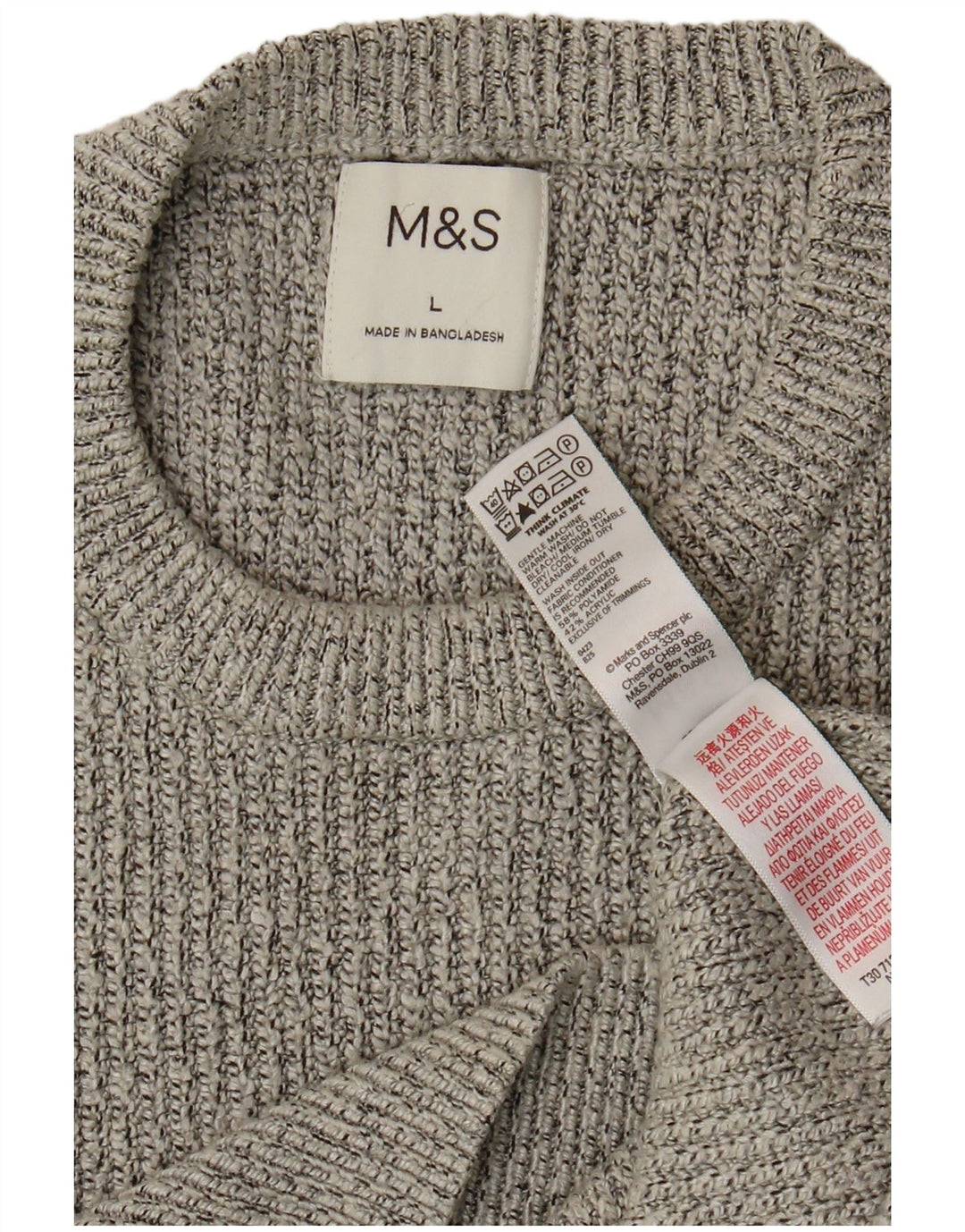 Maglione maglione girocollo da uomo Marks & Spencer grande grigio in poliammide