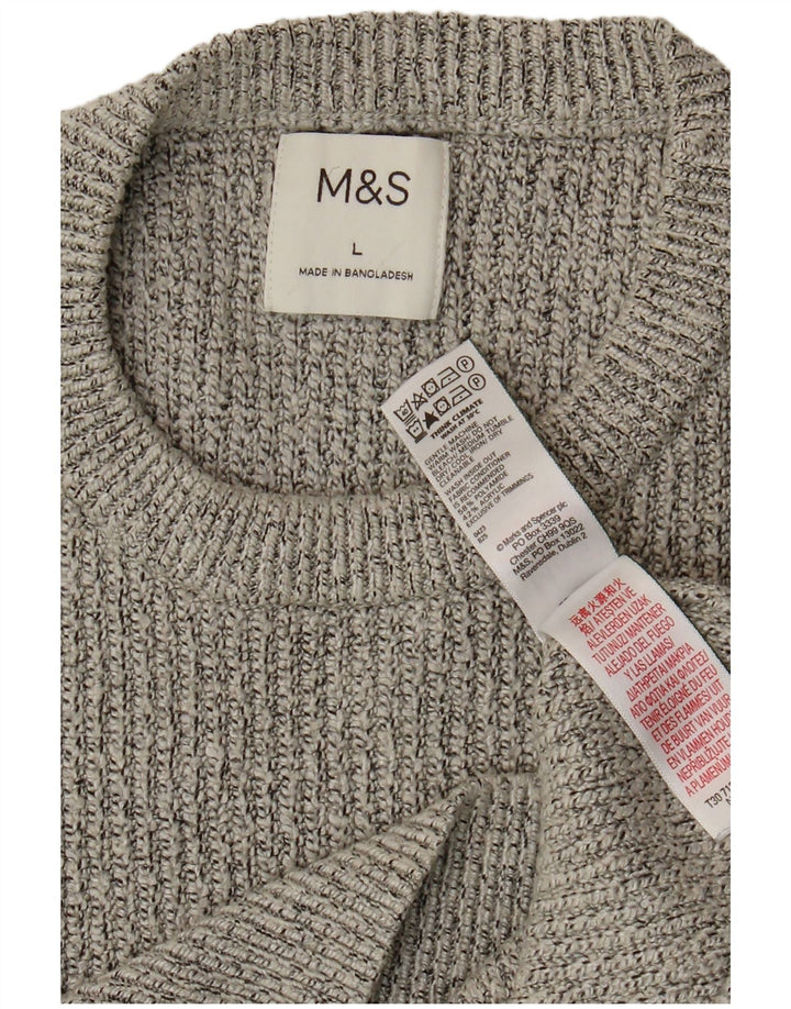 Maglione maglione girocollo da uomo Marks & Spencer grande grigio in poliammide