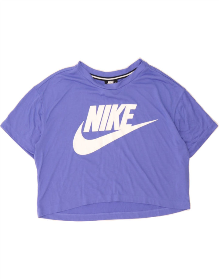 NIKE Womens Crop Graphic T-Shirt Top UK 14 Medium Purple Polyester Vintage Nike and Second-Hand Nike from Messina Hembry 