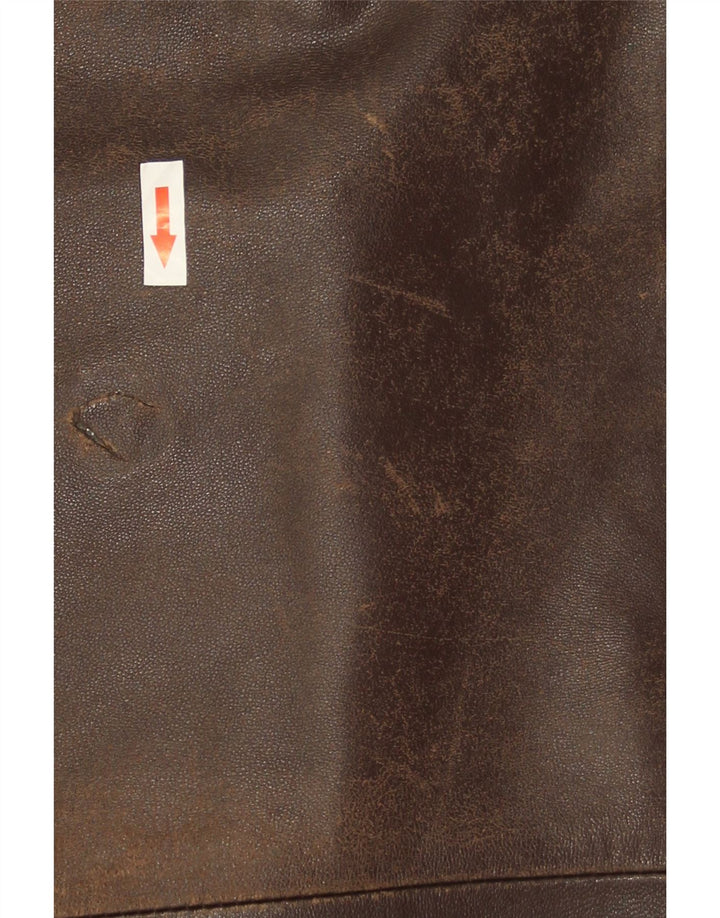 Giacca in pelle vintage da uomo UK 44 2XL Marrone