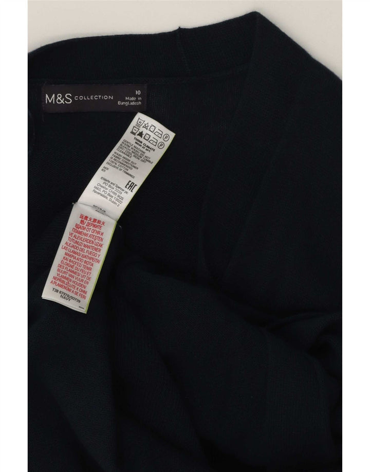 Maglione cardigan aperto da donna Marks & Spencer UK 10 piccolo cotone blu navy