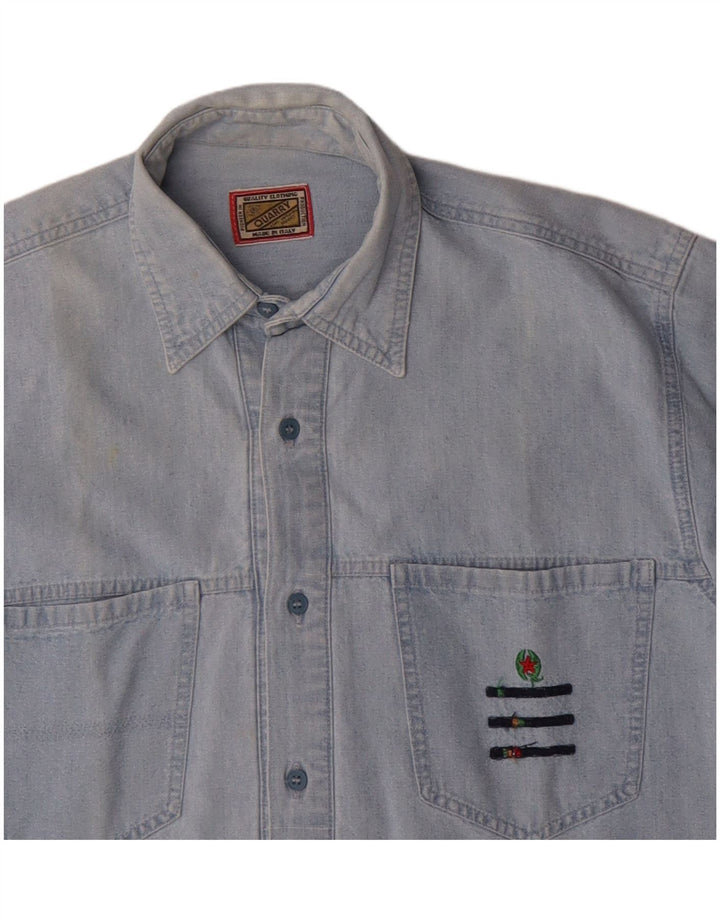 Camicia di jeans da uomo Quarry in cotone blu medio