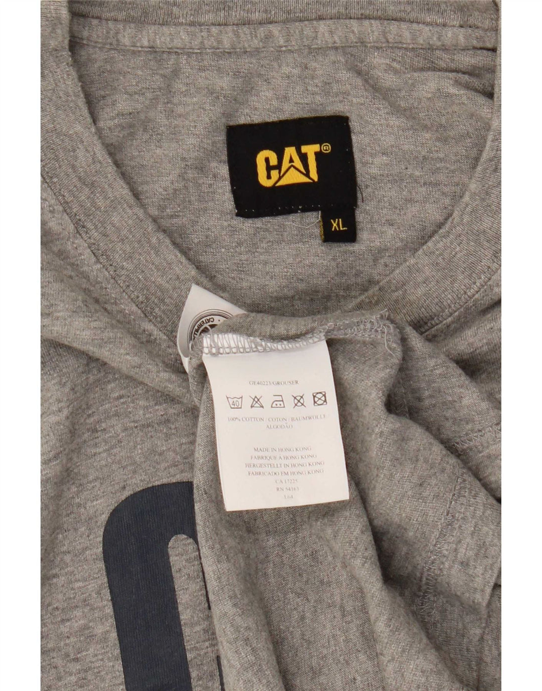 T-shirt grafica da uomo CAT Top XL in cotone grigio