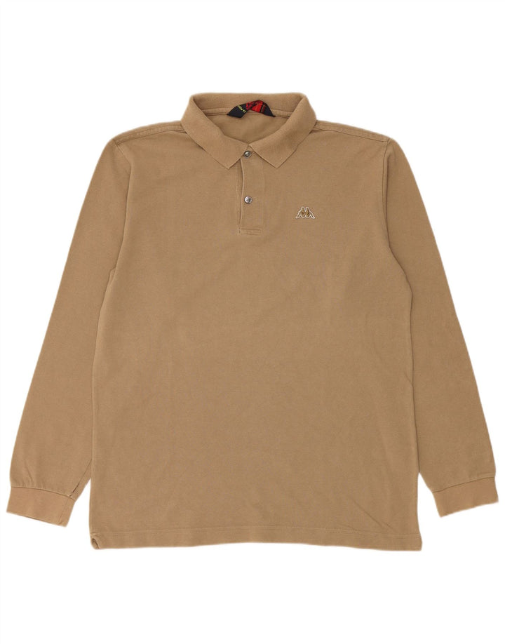 Polo Kappa Uomo Manica Lunga Cotone Beige Medio