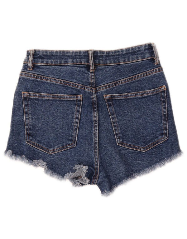 Pantaloncini di jeans a vita alta da donna Zara EU 34 2XS W24 cotone blu