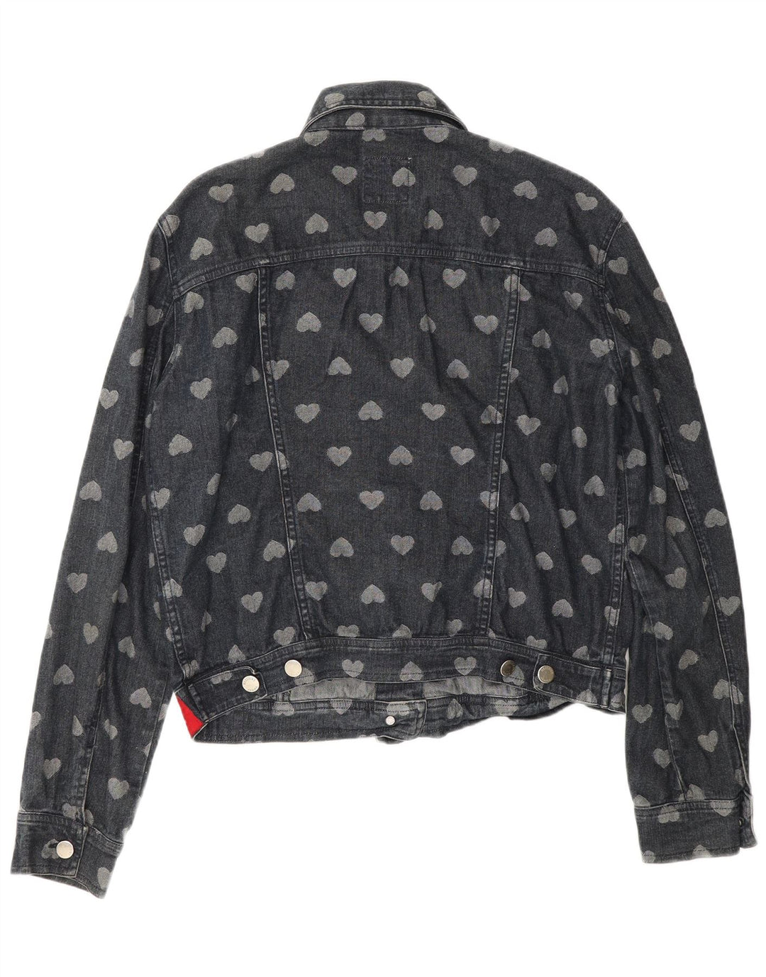 Moschino Giacca in denim fantasia da donna UK 12 Cuore di cotone blu navy medio