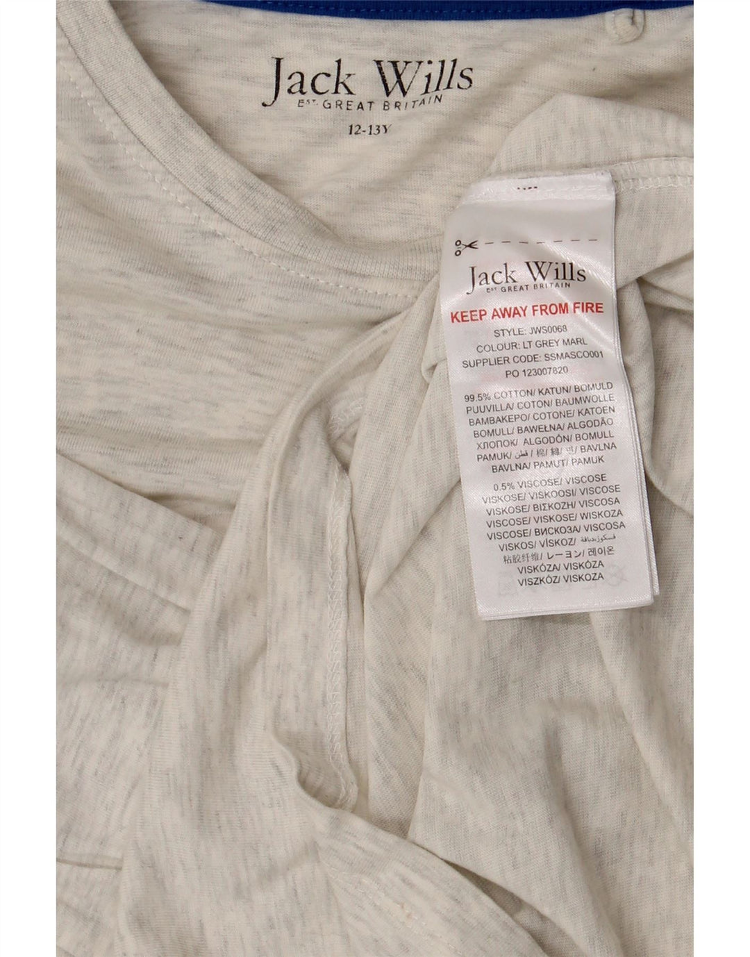 Top grafico da ragazzo Jack Wills a maniche lunghe 12-13 anni in cotone grigio