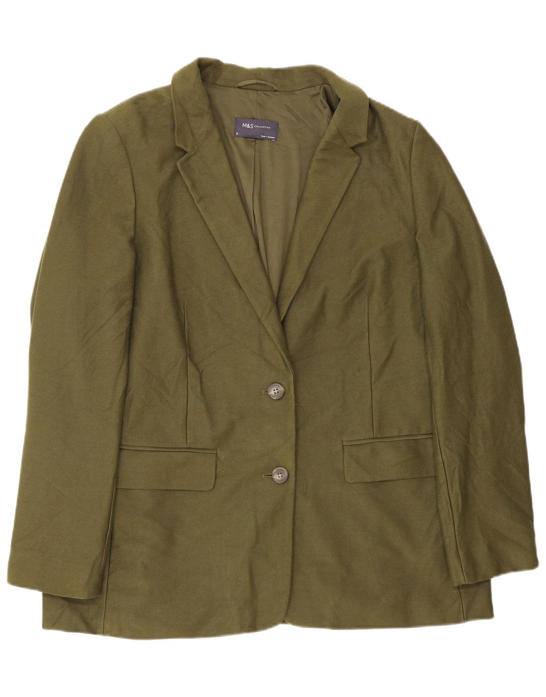 Giacca blazer a 2 bottoni Marks & Spencer da donna UK 18 XL cotone kaki