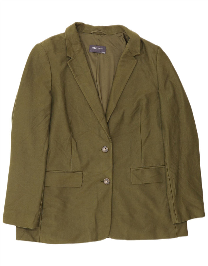Giacca blazer a 2 bottoni Marks & Spencer da donna UK 18 XL cotone kaki