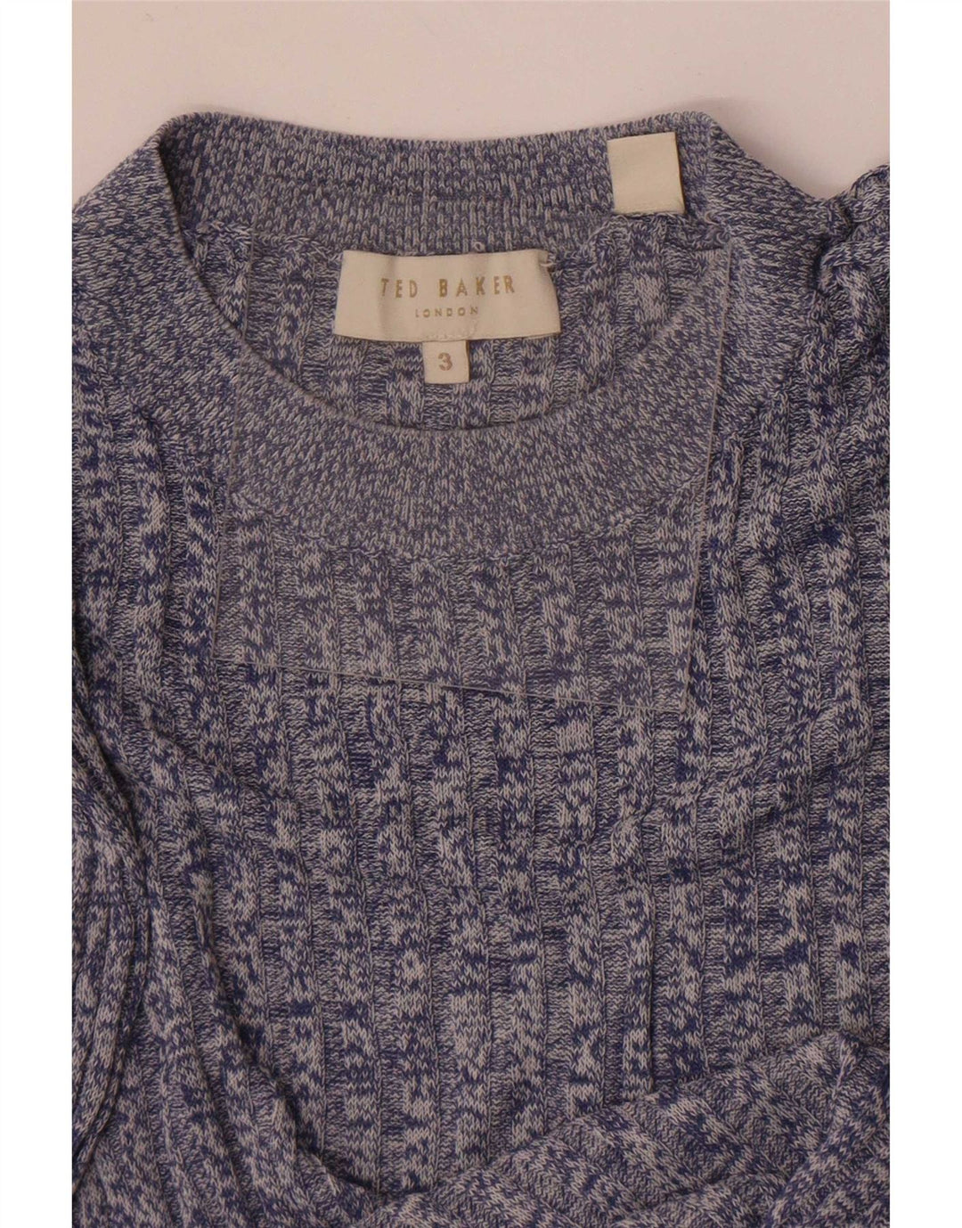 Maglione maglione girocollo da donna Ted Baker taglia 3 blu medio screziato