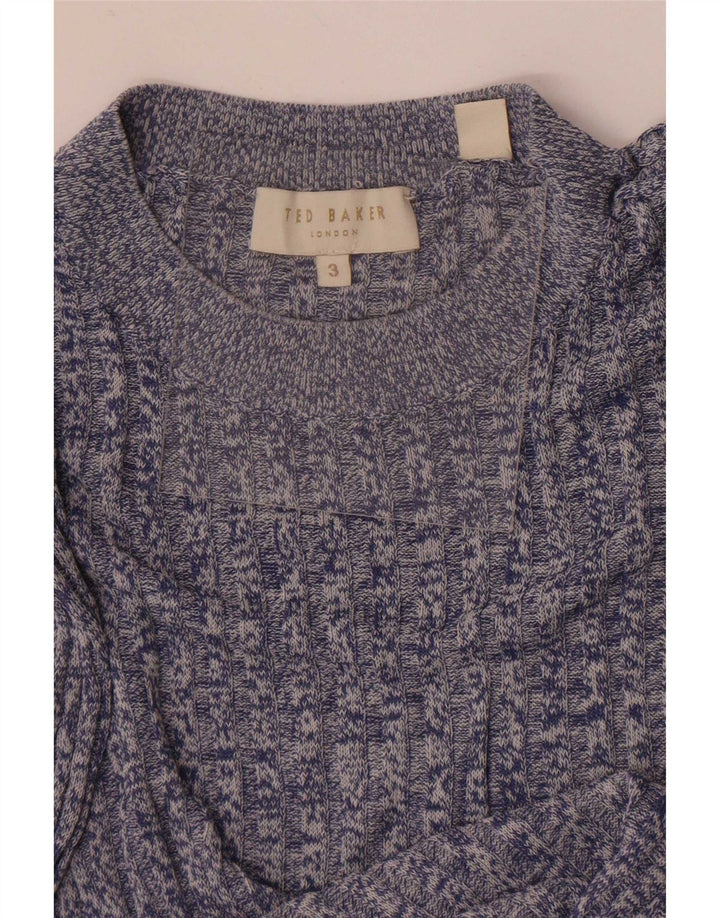 Maglione maglione girocollo da donna Ted Baker taglia 3 blu medio screziato