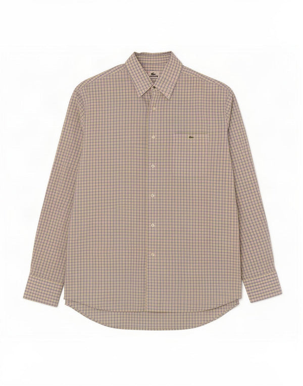 Camicia da uomo Lacoste taglia 44 XL in cotone a quadri gialli