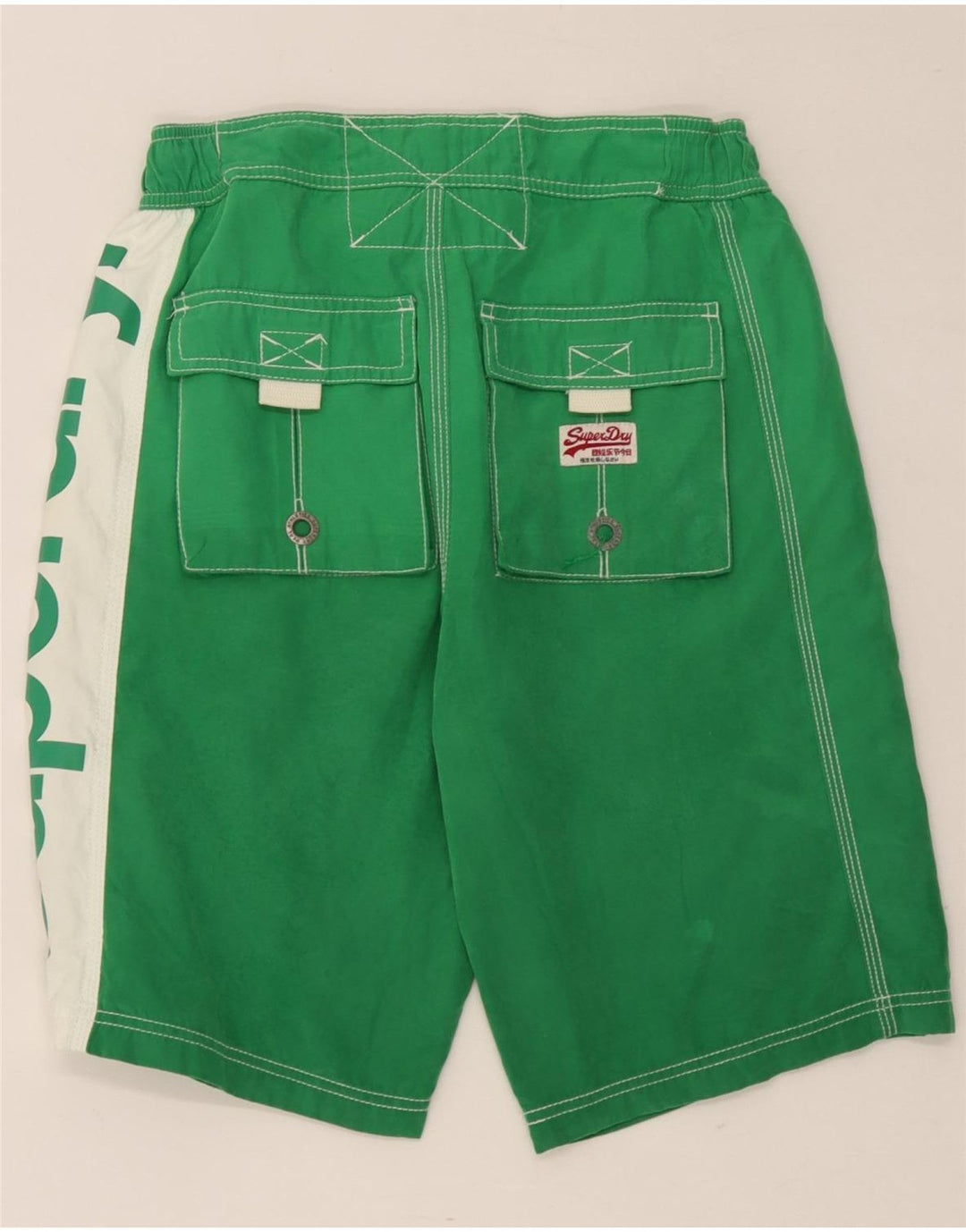 Pantaloncini da bagno grafici da uomo Superdry Small in poliestere color block verde