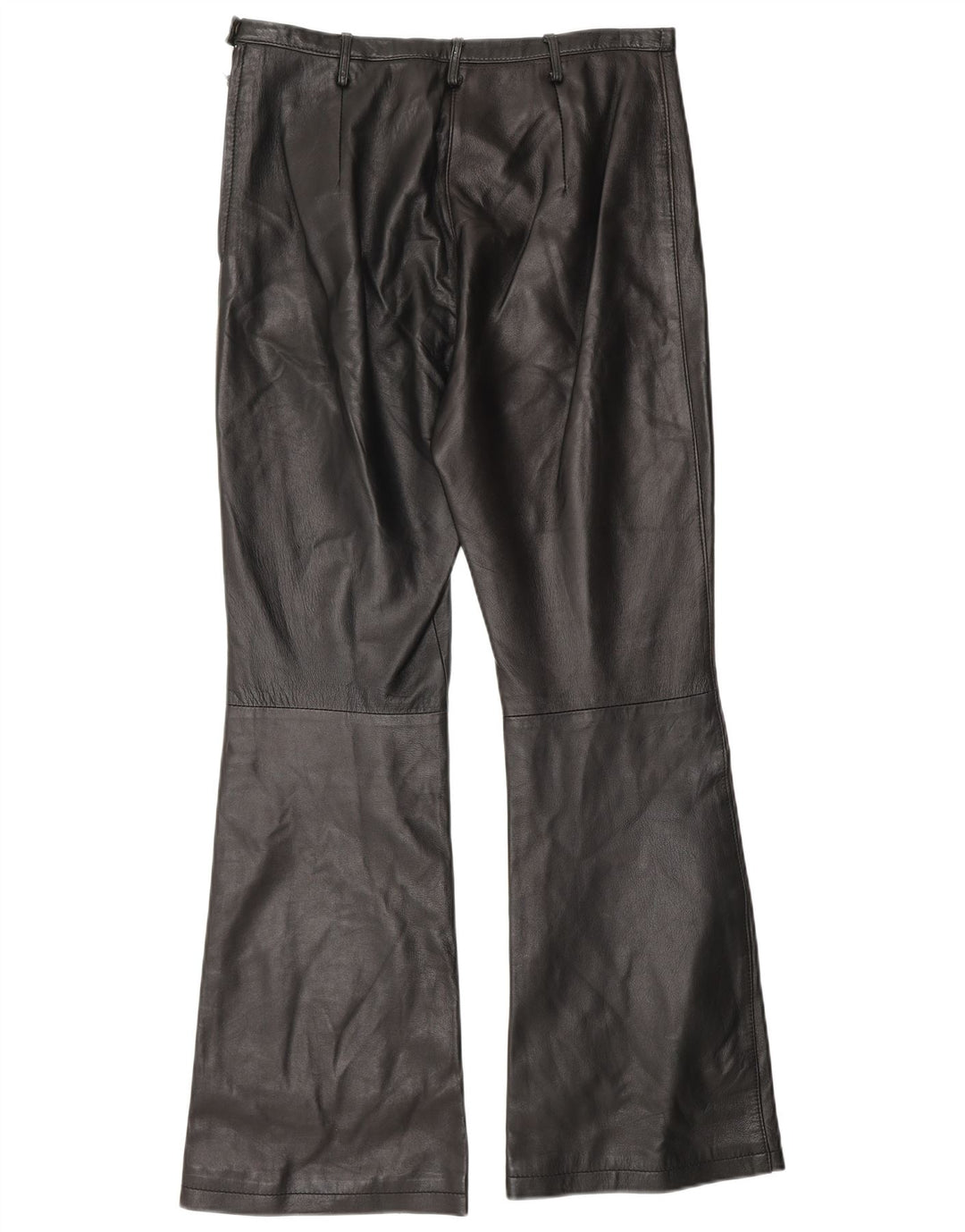 Pantaloni vintage in pelle bootcut da donna US 6 medi W30 L30 in pelle nera