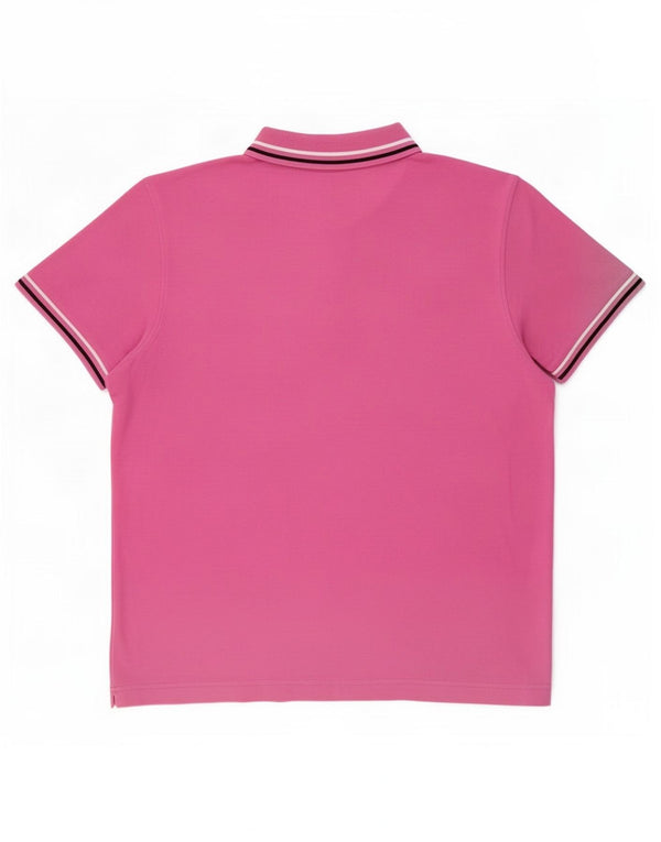 Polo da uomo Lotto Life Large in cotone a righe rosa