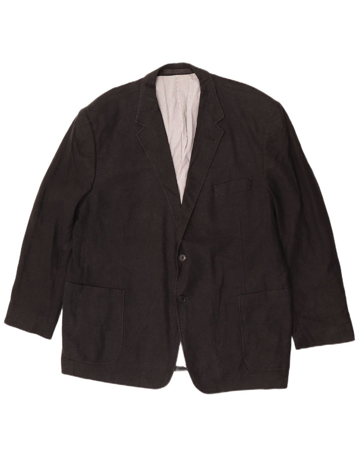 Giacca blazer a 2 bottoni Marks & Spencer da uomo UK 48 2XL Lino nero