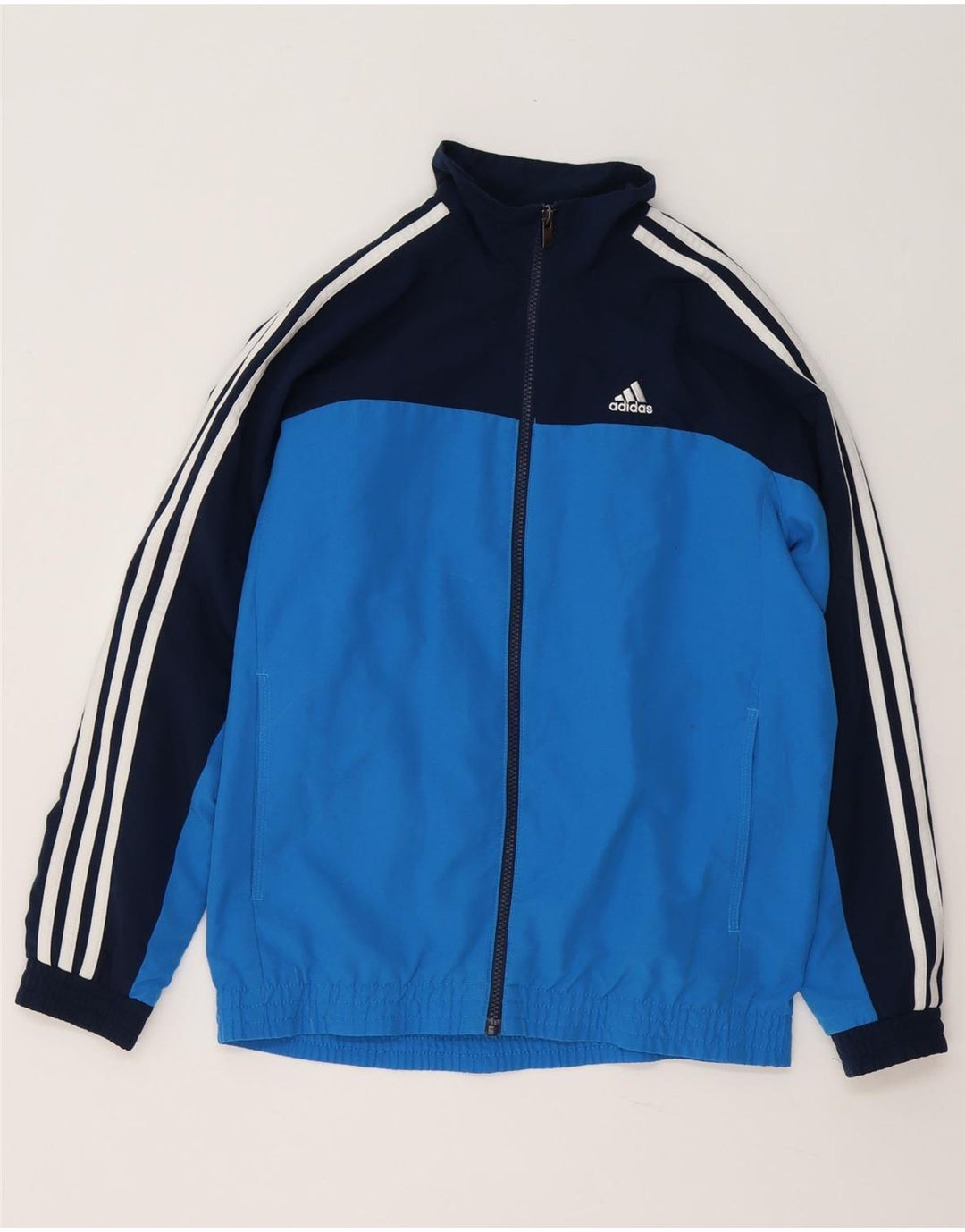 Giacca superiore della tuta Adidas Climalite da ragazzo 13-14 anni Blu Colourblock