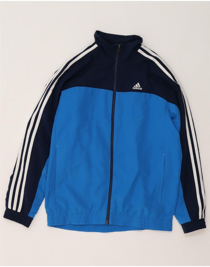 Giacca superiore della tuta Adidas Climalite da ragazzo 13-14 anni Blu Colourblock