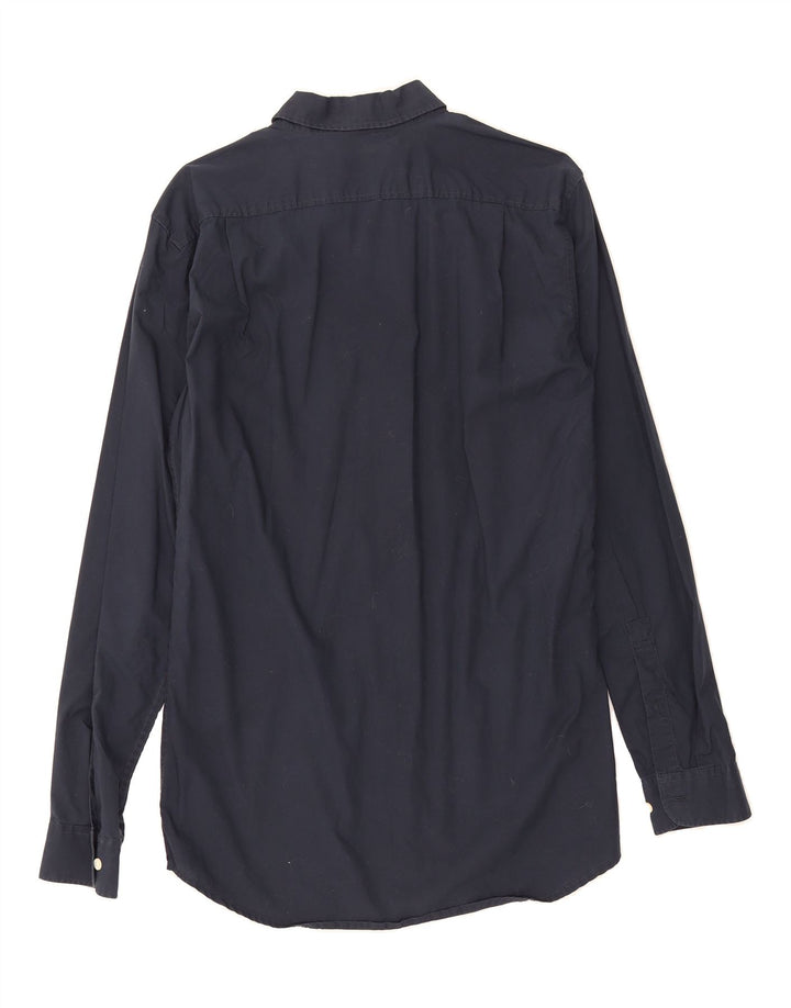 EDDIE BAUER Mens Slim Shirt Medium Navy Blue Cotton Vintage Eddie Bauer and Second-Hand Eddie Bauer from Messina Hembry 