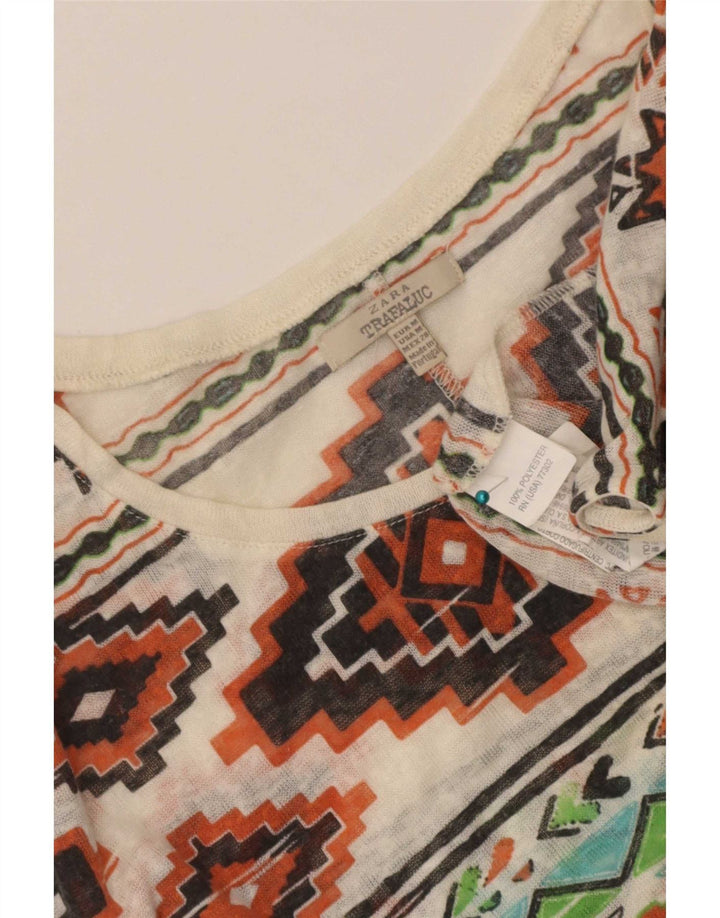 T-shirt da donna Zara UK 14 Poliestere geometrico multicolore medio