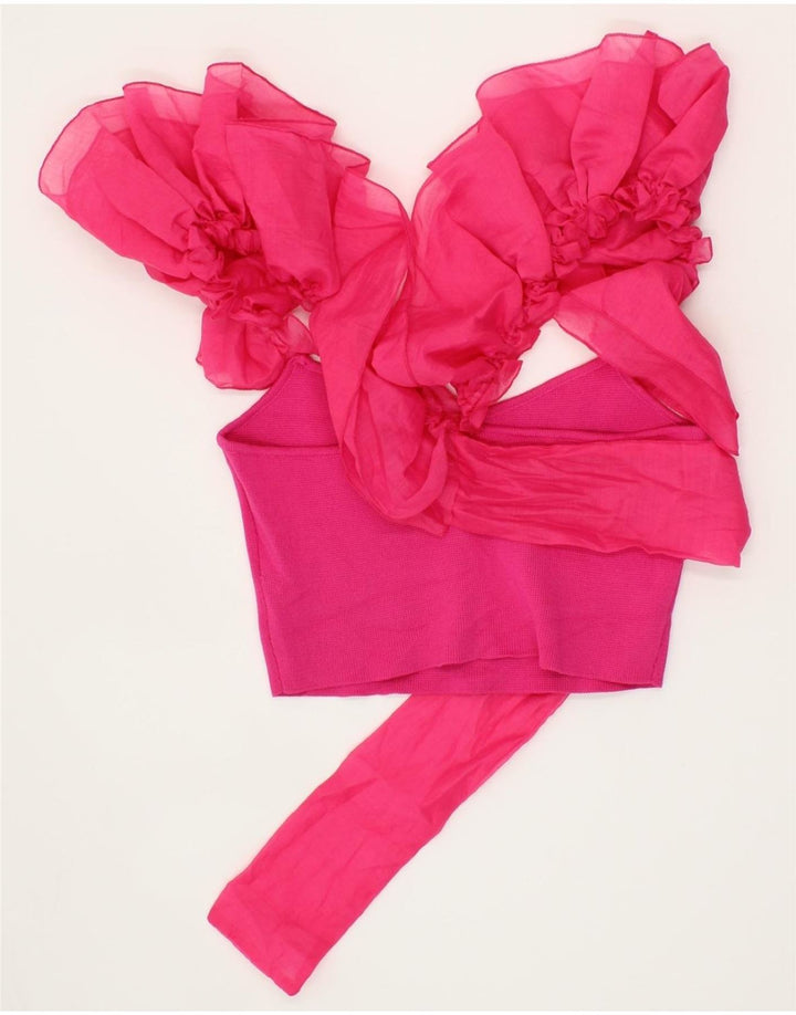 VINTAGE Womens Crop Top UK 8 Small Pink Vintage Vintage and Second-Hand Vintage from Messina Hembry 