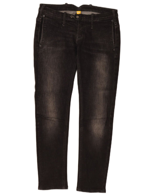 Jeans skinny corti vintage da donna W26 L26 in cotone nero