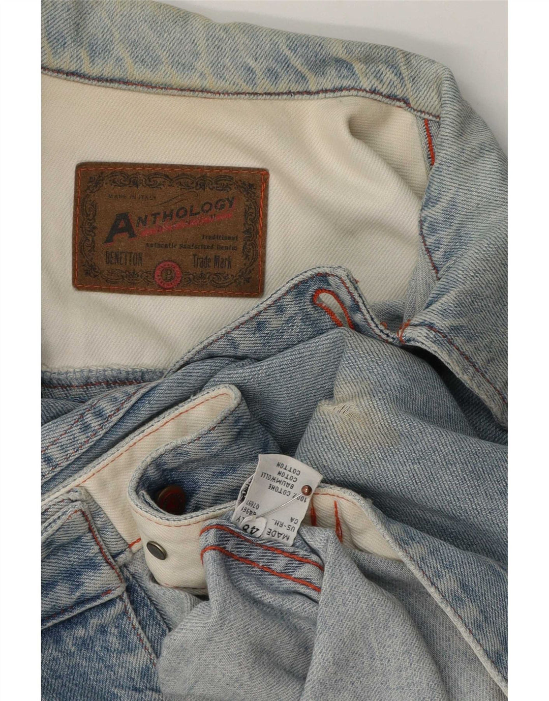 Giacca in denim corto da donna Benetton IT 48 XL Blu cotone