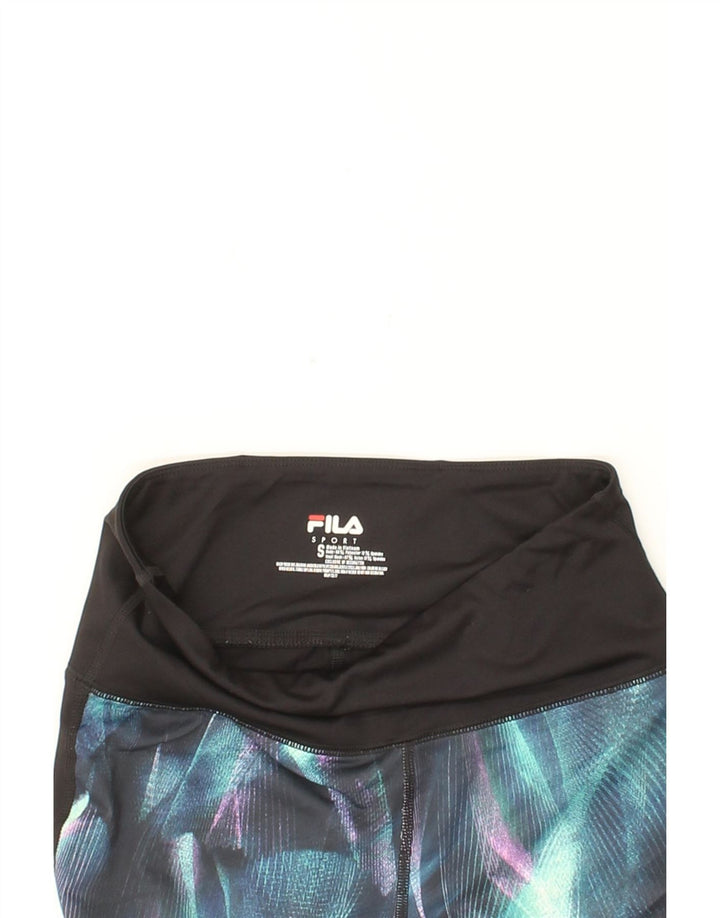 FILA Womens Leggings UK 10 Small  Black Colourblock Polyester Vintage Fila and Second-Hand Fila from Messina Hembry 