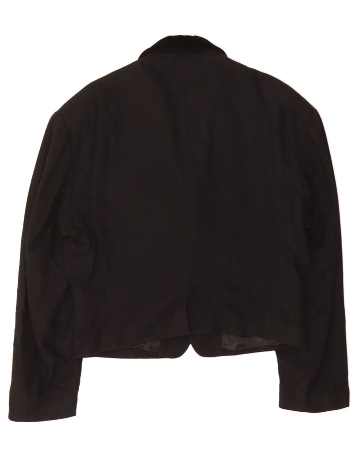 VINTAGE Womens 3 Button Blazer Jacket IT 48 XL Black Wool Vintage Vintage and Second-Hand Vintage from Messina Hembry 