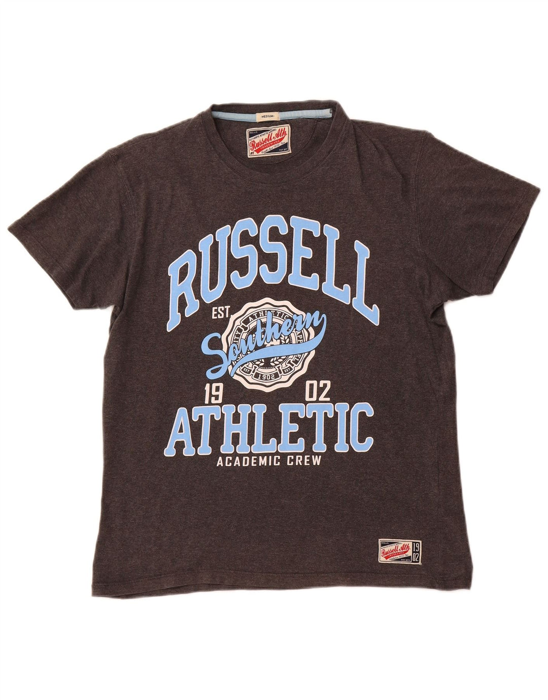 T-shirt grafica da uomo RUSSELL ATHLETIC in cotone grigio medio