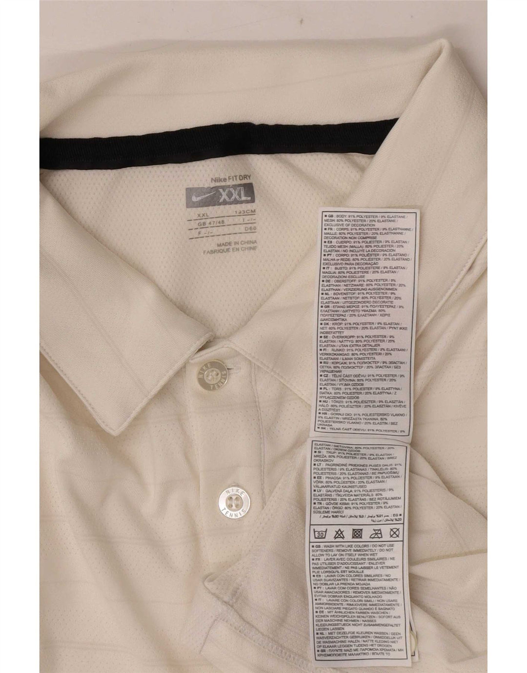 Polo Nike da uomo UK 47/48 2XL poliestere a righe bianche
