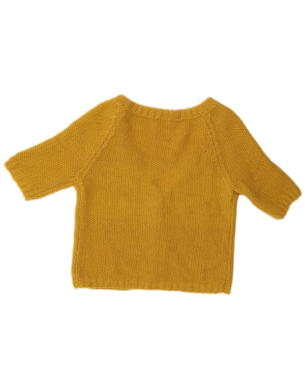 Maglione cardigan corto da donna vintage a 1/2 manica UK 10 piccolo verde