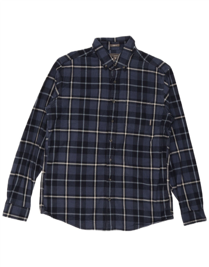 EDDIE BAUER Camicia da uomo in flanella dalla vestibilità classica, grande in cotone a quadri blu navy