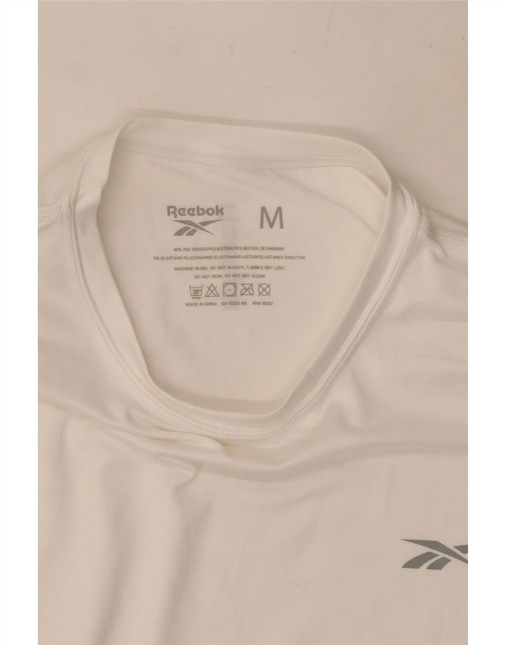 T-shirt Reebok da uomo Top in poliestere bianco medio