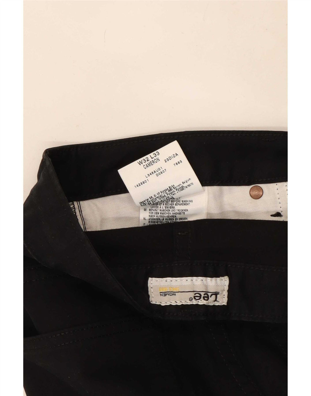 Pantaloni casual Lee Cameron Bootcut da donna W32 L33 cotone nero