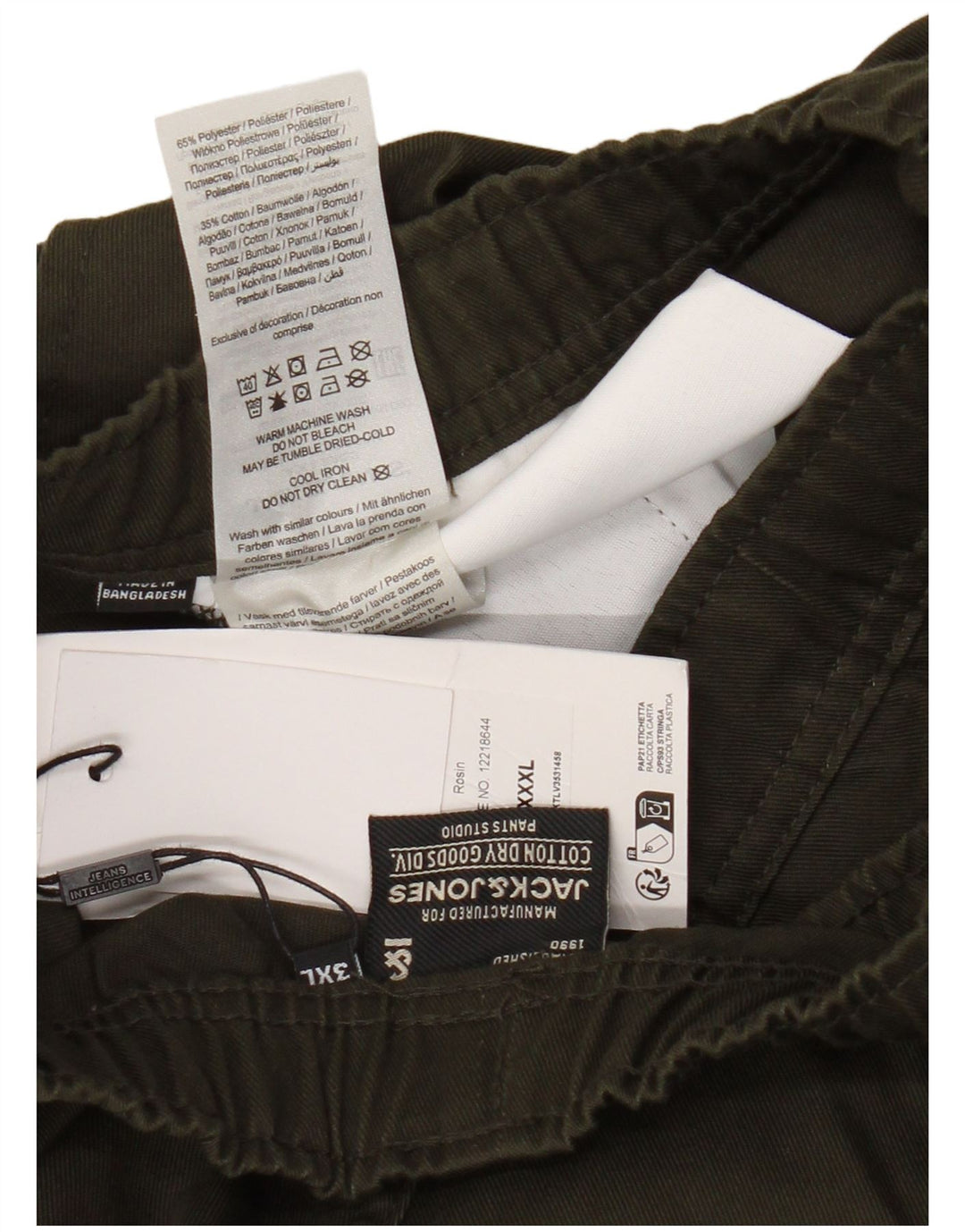 Pantaloni cargo dritti da uomo Jack & Jones 3XL W46 L31 poliestere kaki