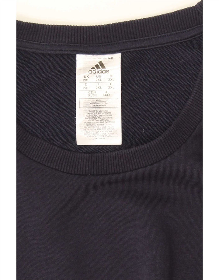 Felpa Adidas Uomo Maglione 2XL Blu Navy Cotone
