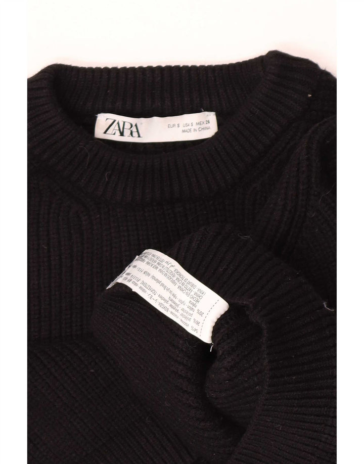 Maglione corto girocollo oversize da donna Zara UK 10 piccolo nero