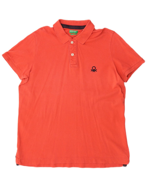 Polo Benetton da uomo Muscle Fit XL in cotone arancione