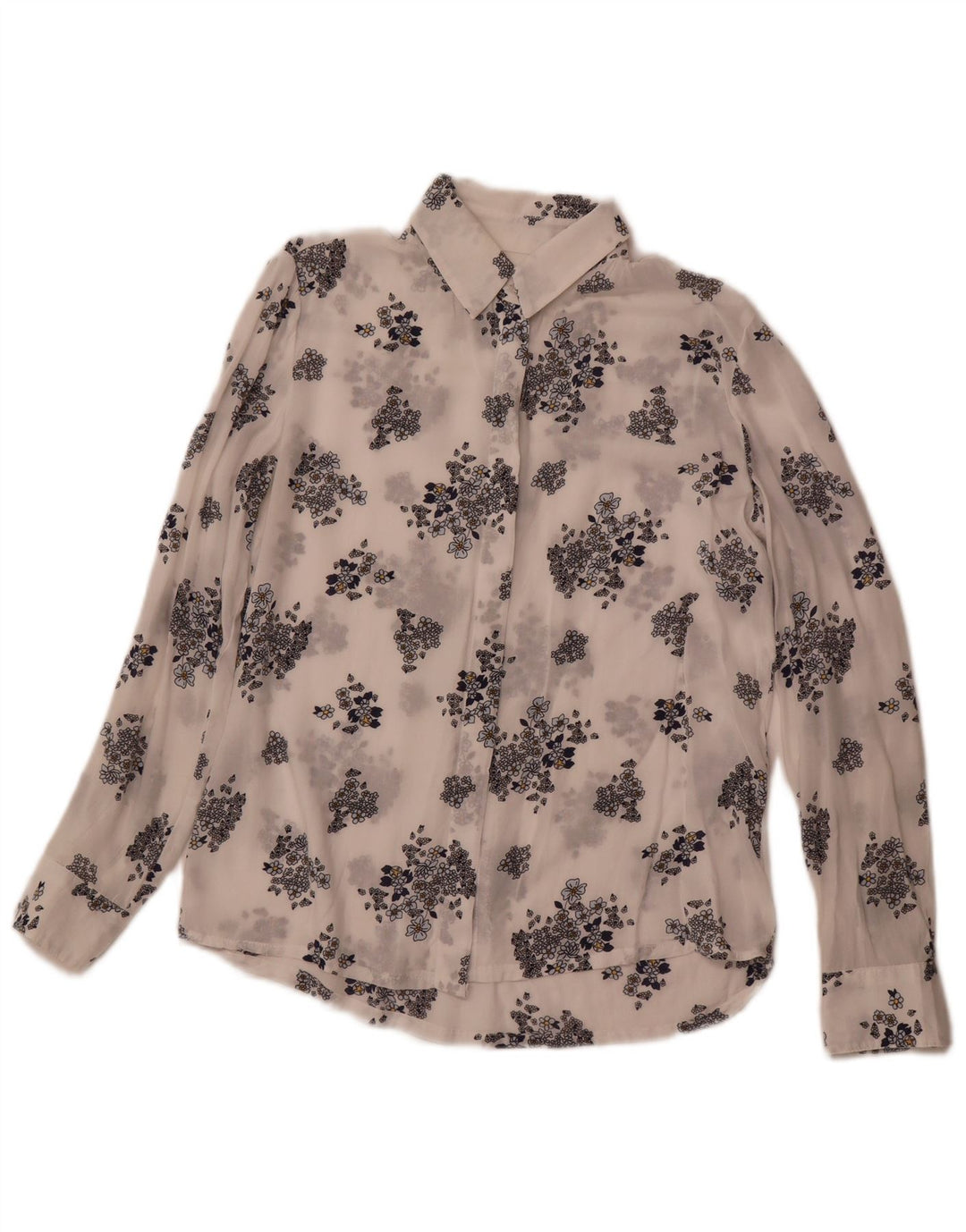 Camicia trasparente da donna BENETTON UK 6 XS modal floreale bianca